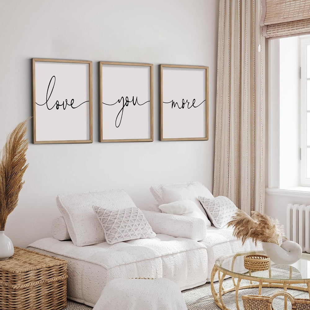 Heiple Love You More Sign Set of 3 Framed Above Bed Wall Decor Farmhouse Bedr...