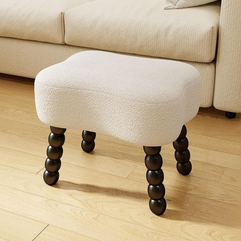 White Ottoman, Small Footrest with Storage Space, Unique Shaped Ottoman with ...