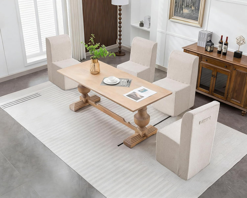 Upholstered Dining Chairs Set of 2, Modern Linen Fabric Dining Room Chairs wi...