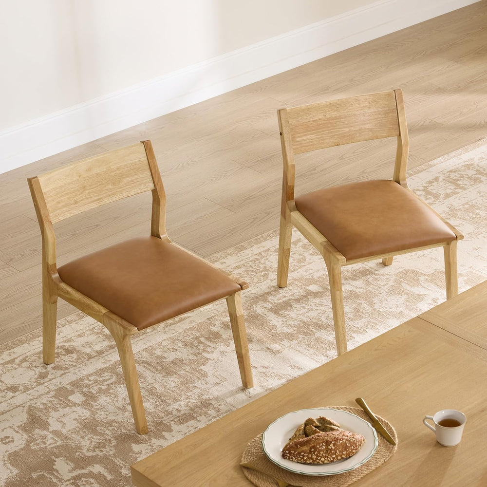 Watson & Whitely Wood Dining Chairs Set of 2, Modern Leather Upholstered ...