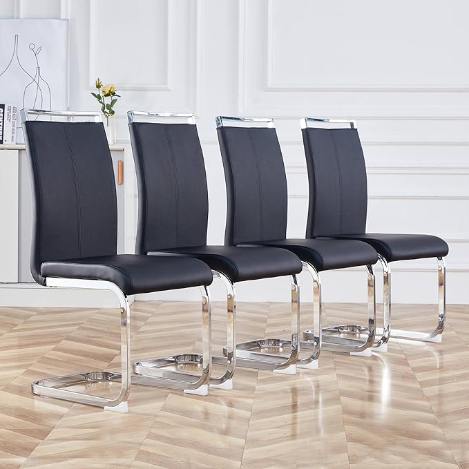AZmac Modern Leather Dining Chairs Set of 4,Armless Kitchen Chairs,Dining Roo...