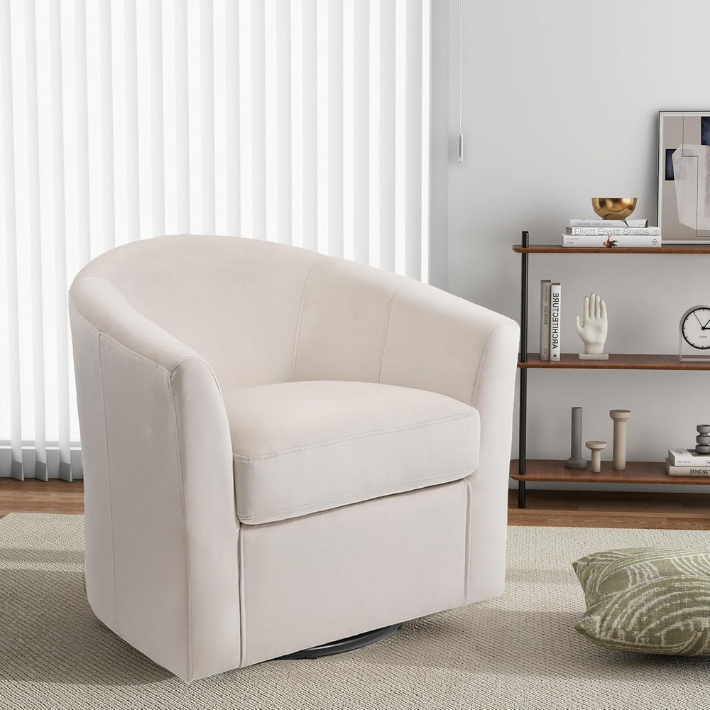 Swivel Accent Chair, Upholstered Velvet Barrel Armchair, Modern Round Single ...