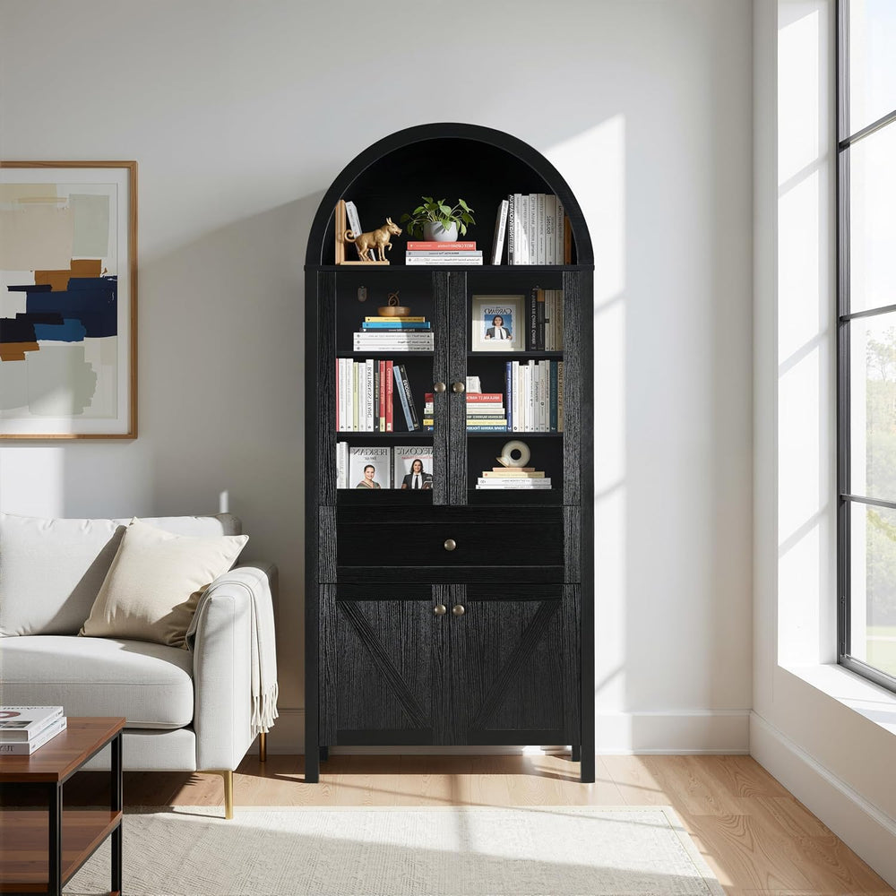 71" Tall Arched Pantry Cabinet, Kitchen Storage Pantry Cabinet, Farmhous...