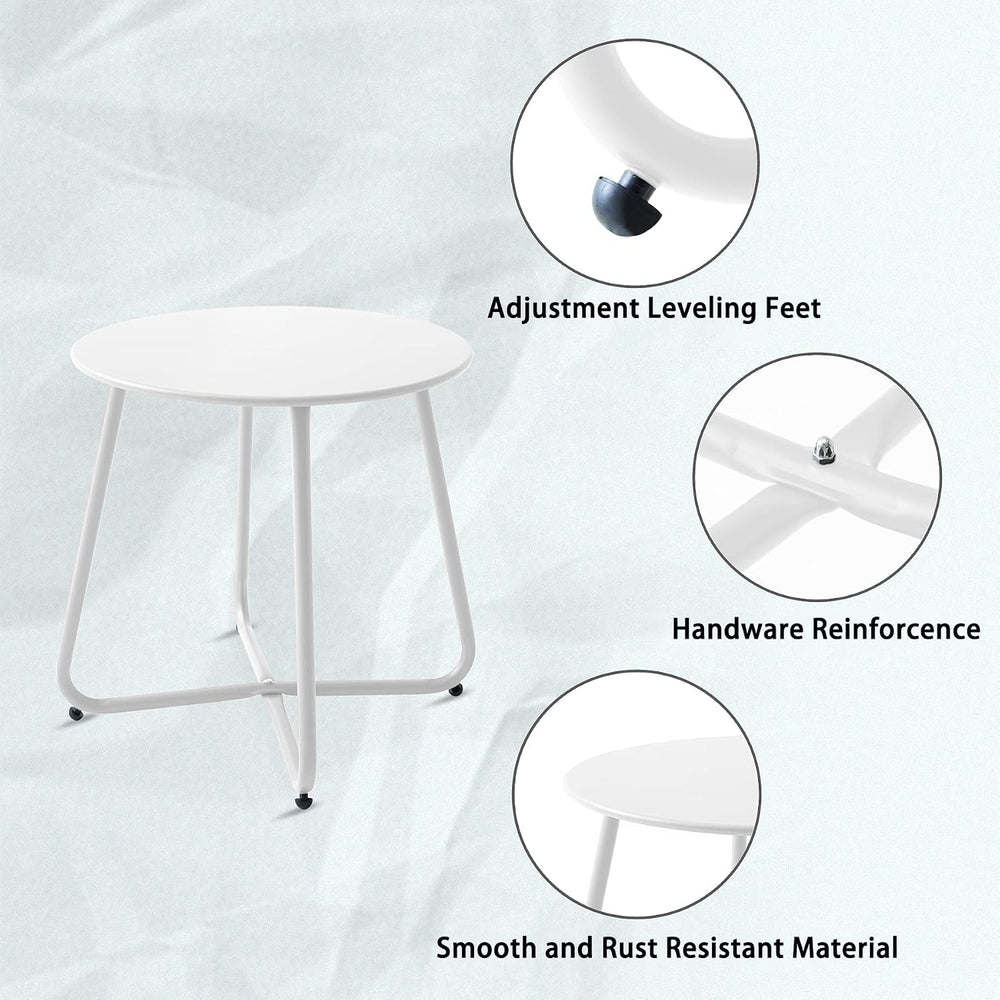 Outdoor Table Small Patio Side Table Waterproof Round Metal Side Table Weathe...