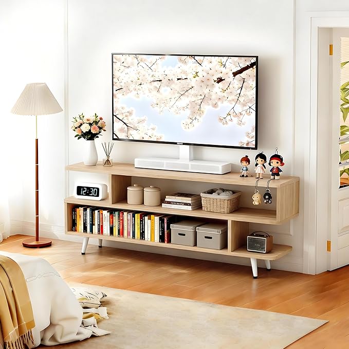 Lightdot TV Stand for TVs up to 45'', Modern Entertainment Center wit...