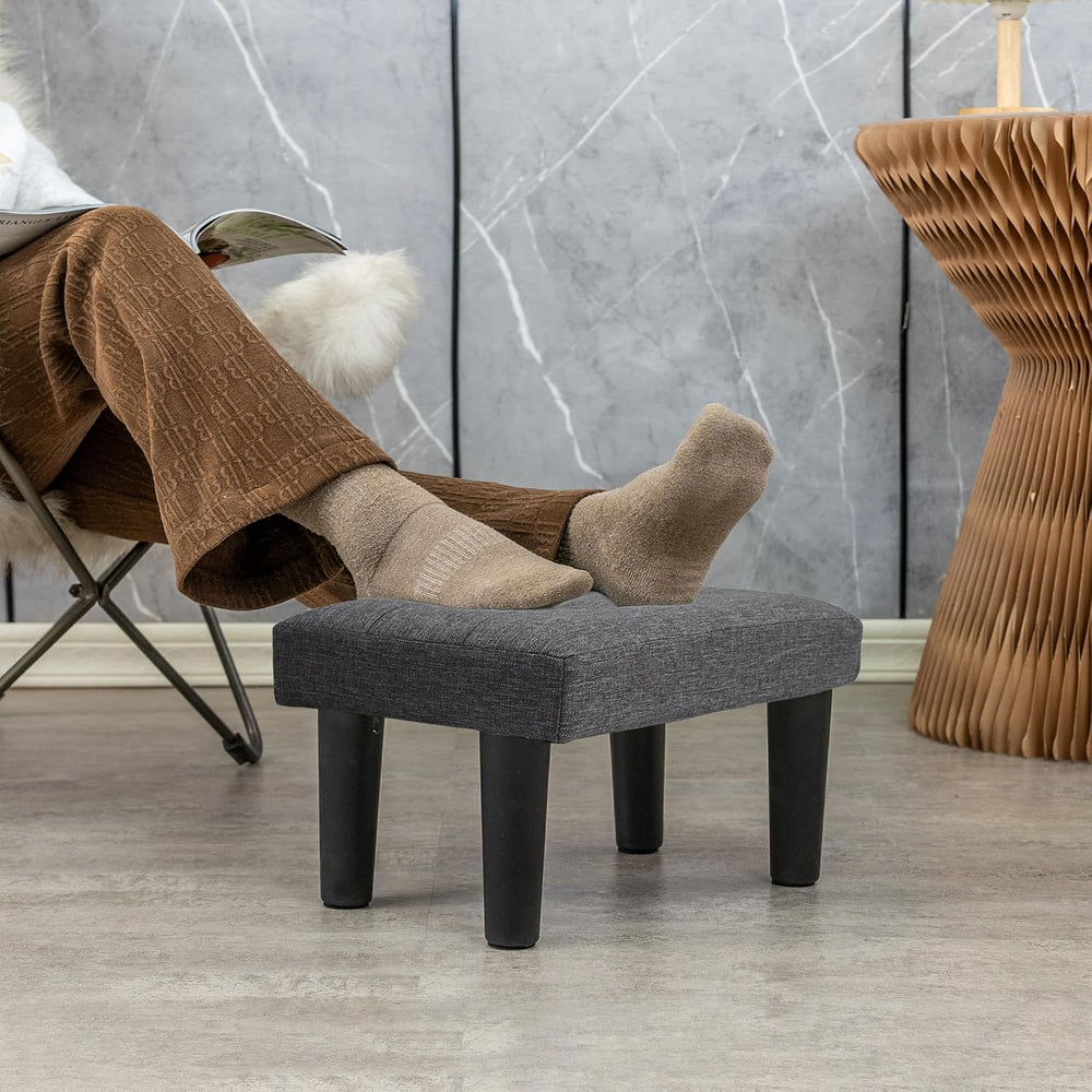 CAROLMADE Ottoman Foot Rest, Linen Small Ottoman Foot Stool with Legs Modern ...