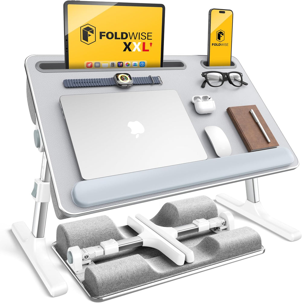FoldWise 2-in-1 Bed & Lap Desk with Soft Cushion, Adjustable Height &...