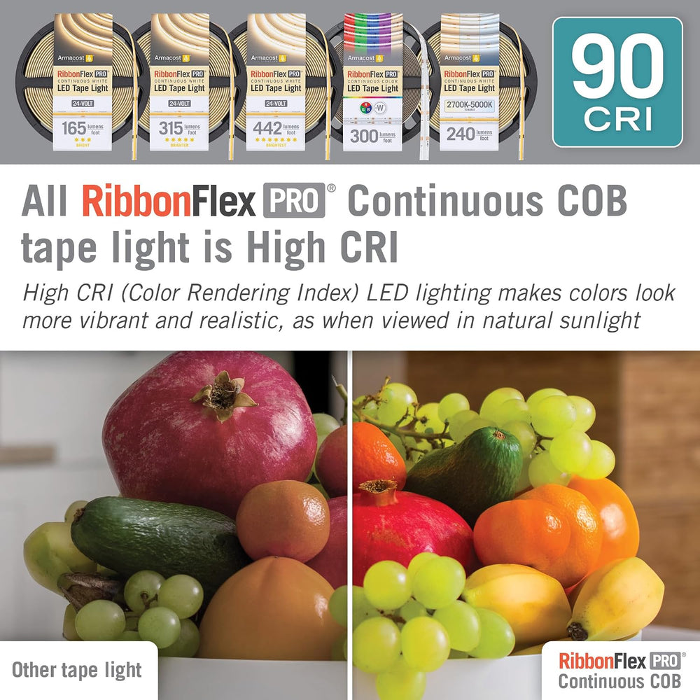 Armacost Lighting RibbonFlex Pro 24V Tunable White COB LED Strip Light Tape, ...