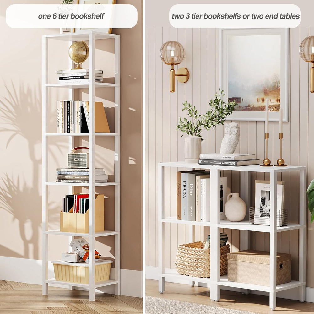 TUTOTAK Bookshelf, 6-Tier Tall Book Shelf, Narrow Bookcase for Small Space, D...