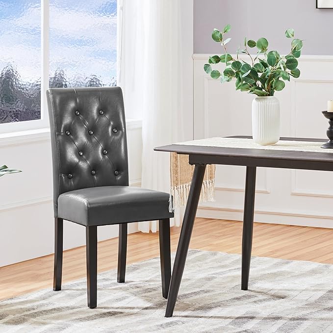 Yaheetech Upholstered Dining Chairs Set of 2 Modern Leather Parsons Kitchen C...