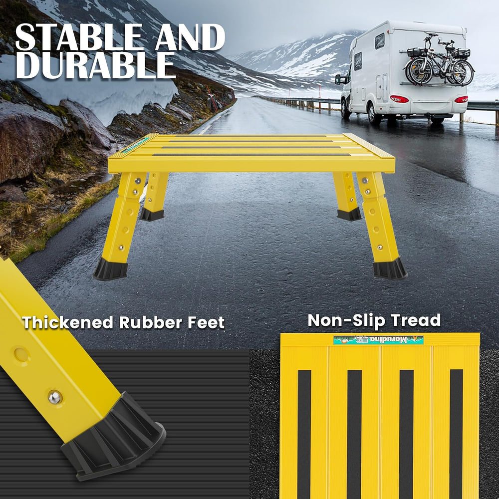 Marudina Large Platform RV Steps, 3-Level Adjustable Height Aluminum Folding ...