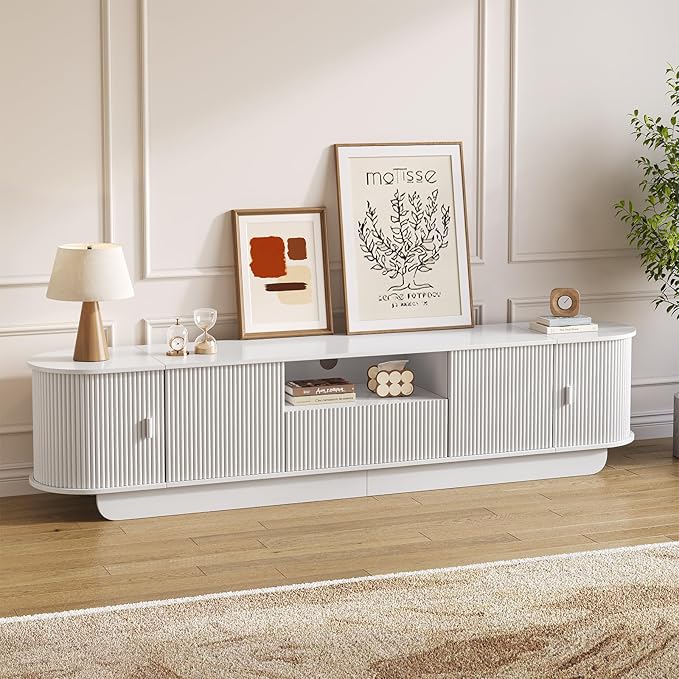 86.61'' Tambour TV Stand for 55-85 Inch, Modern Entertainment Center ...