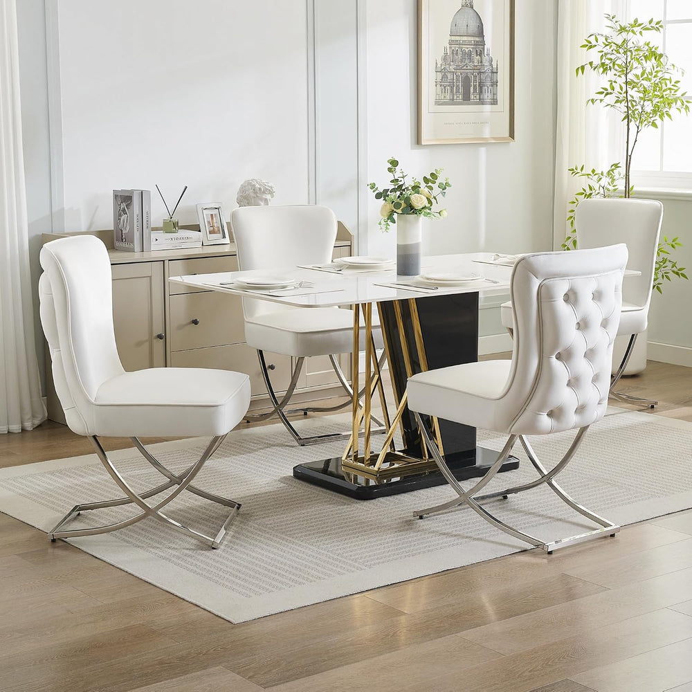 WUTUTUEE Luxury Velvet Dining Chairs, Tufted Upholstered Armless Accent Chair...