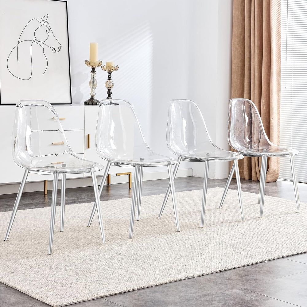 Baysitone Clear Dining Chairs Set of 4, Modern Kitchen Chairs with Transparen...
