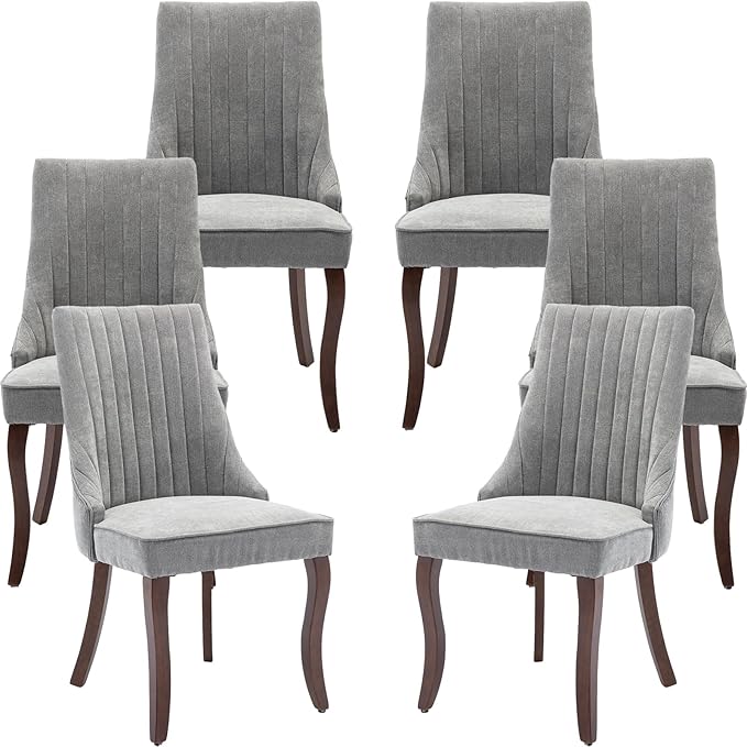 Gray Mid Century Dining Chairs Set of 6, Modern Kitchen & Dining Room Cha...