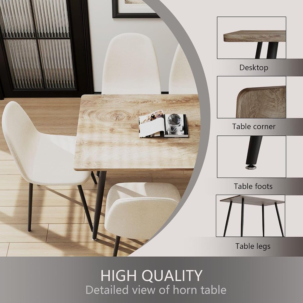 Small Dining Table Set for 4, Modern Kitchen Table Set for 4, 5 Piece Wooden ...