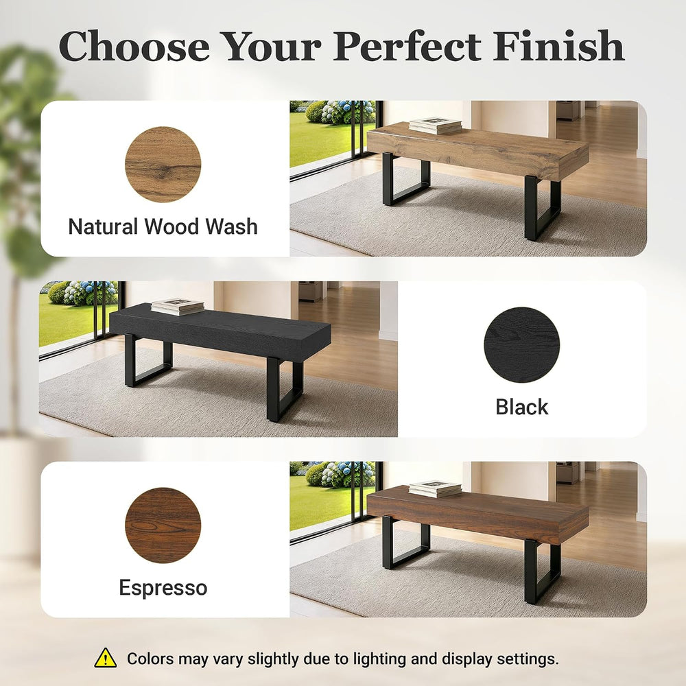 GDFStudio Modern Wooden Bench with Metal Legs, Entryway Shoe Bench Indoor, Di...