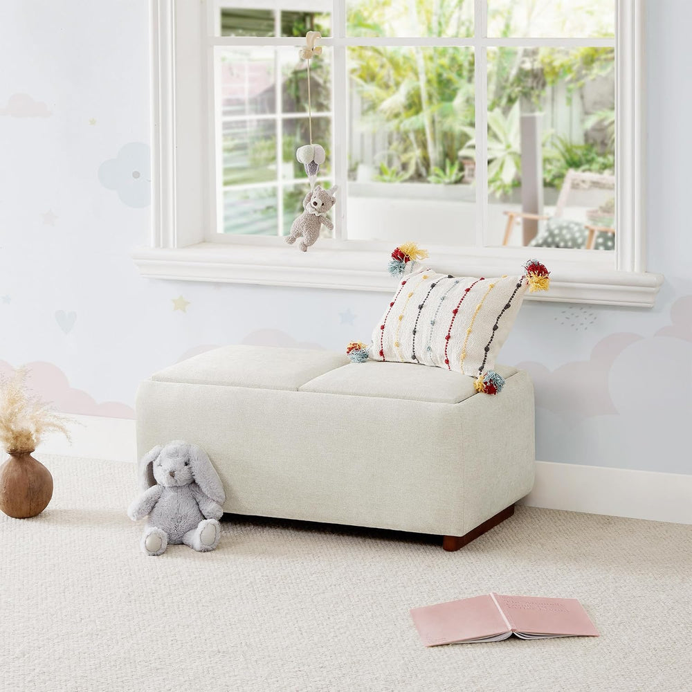 CHITA Storage Ottoman with Tray Lids, FSC Certified Small Rectangular Bench f...