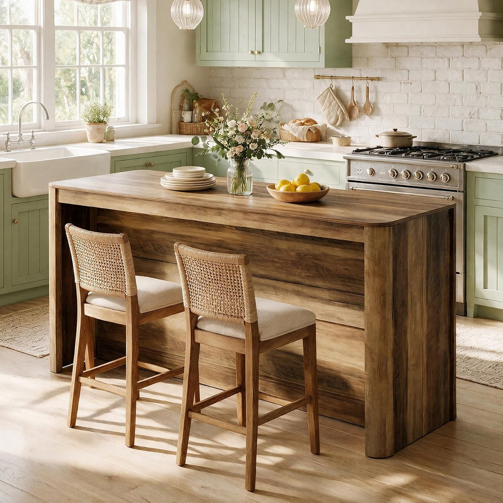 Tribesigns 59.1 Inch Kitchen Island with Open Storage | 3-Tier Rustic Wooden ...