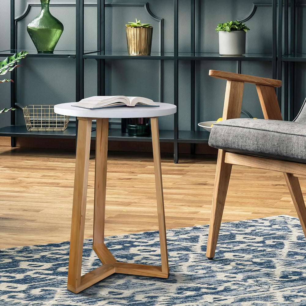 Tripod 16" W Round Side Modern Table with Solid American Hardwood Legs, ...