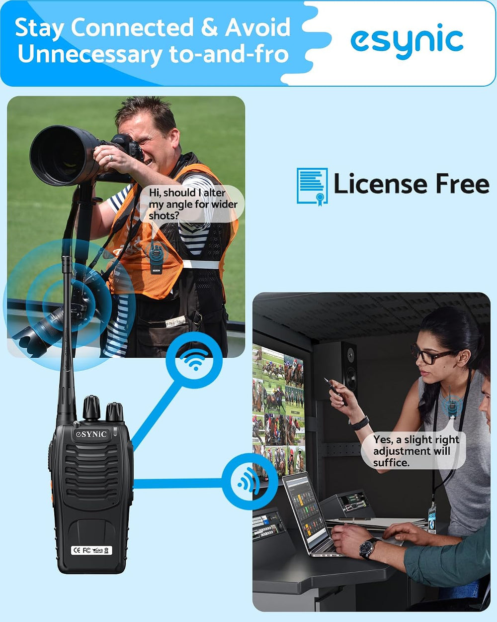 eSynic 3-Pack Rugged Walkie Talkies-Up to 3 Miles Long Range Talking