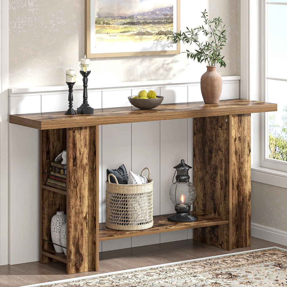 FOLUBAN Console Table for Entryway, Farmhouse Sofa Table with Side Storage fo...