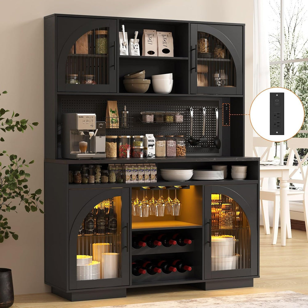 71" Pantry Cabinet, 54" Wide Kitchen Cabinet with Charging Station,...