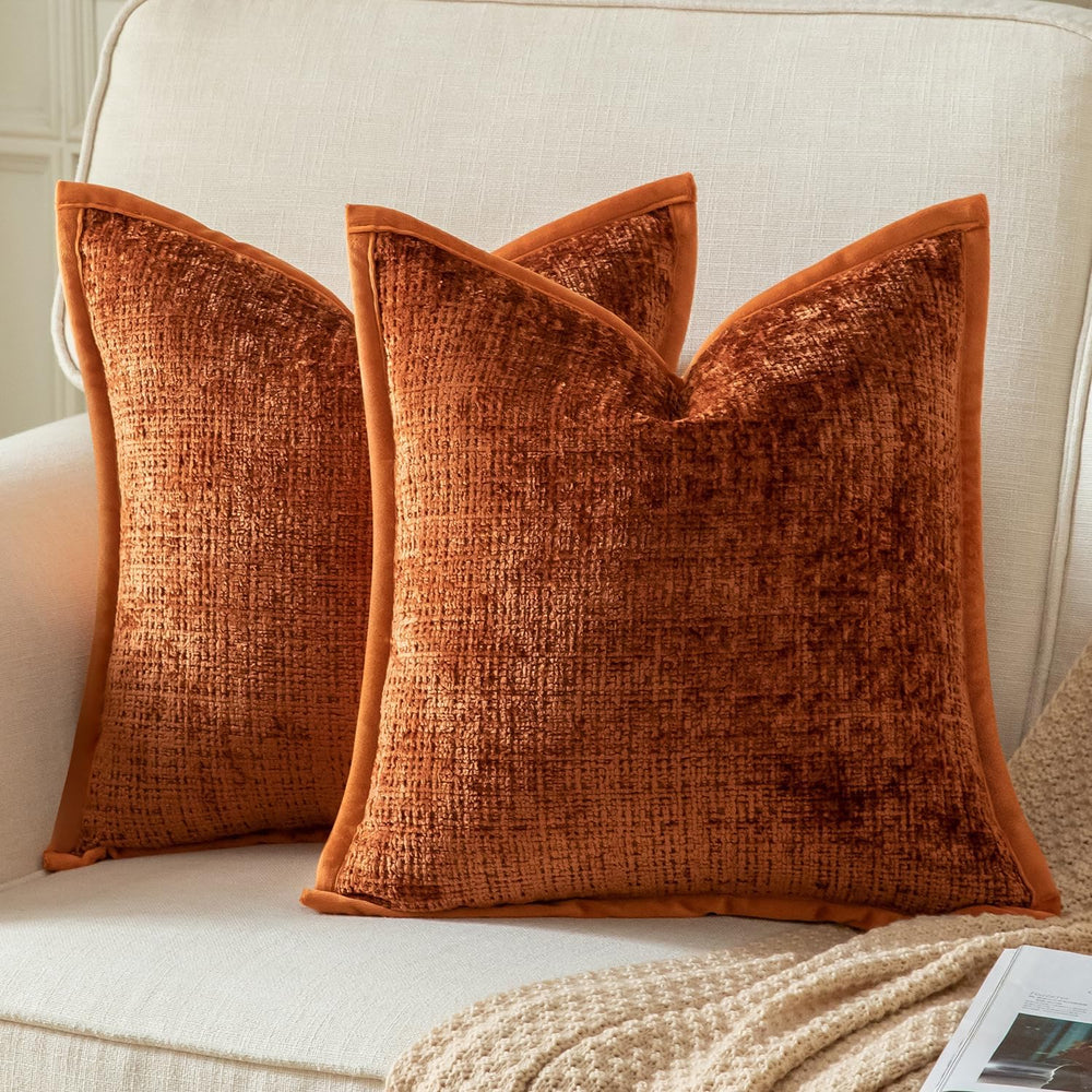 Yaertun Pack of 2 Chenille Textured Decorative Throw Pillow Covers Accent Sol...