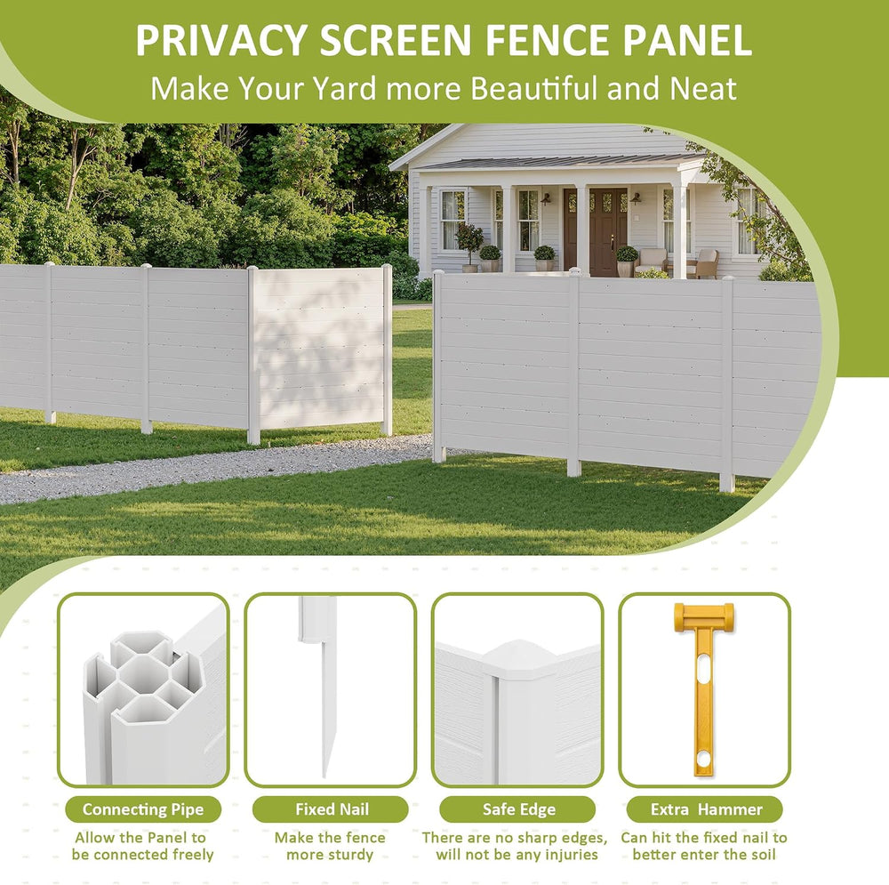 Privacy Fence Panels, 48''W x 45.4''H PVC Air Conditioner Fen...