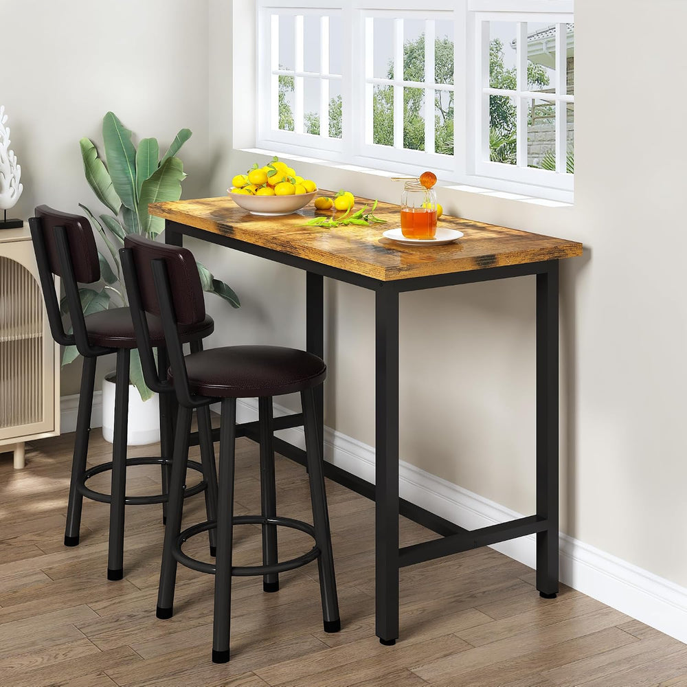 3 Piece Bar Table and Chairs Set for 2, Counter Height Rectangular Pub Dining...