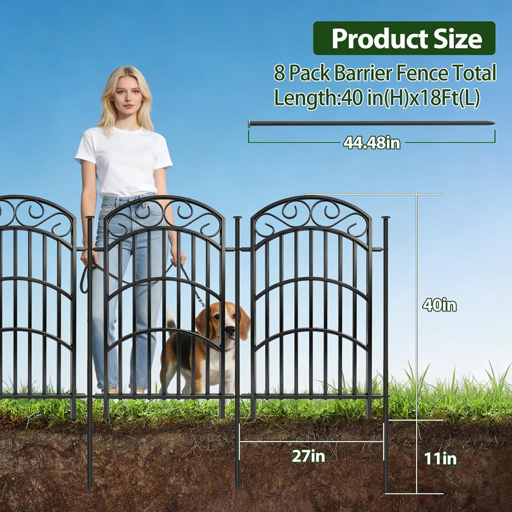 Decorative Garden Fence, 40in H x 18ft L, 8 Panels