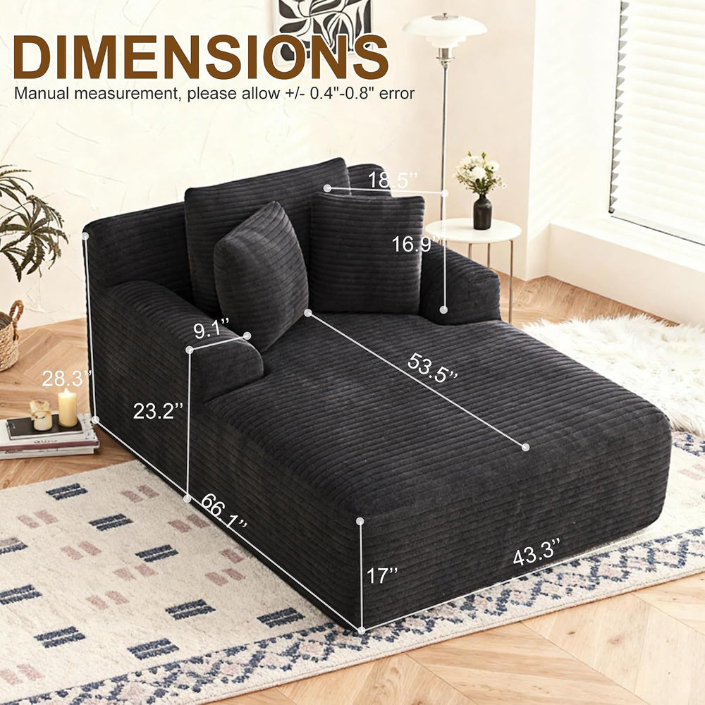 Avenix 66" Oversized Chaise Lounge Chair Indoor, Cloud Corduroy Reading ...