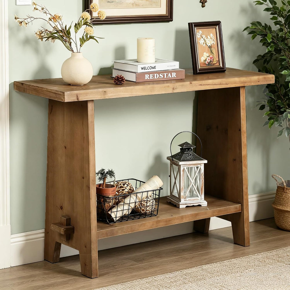 HOKYHOKY 43.3" Wood Console Table for Entryway,Farmhouse Sofa Table, Bro...