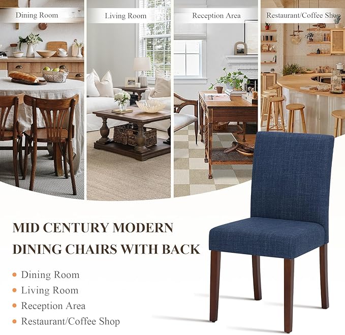 Upholstered Dining Chairs Set of 4, Modern Fabric Dining Room Chair, Wooden D...