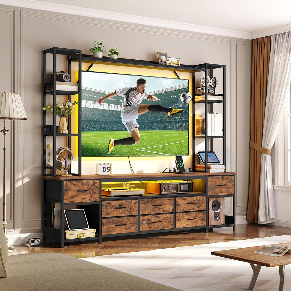 RALGEND Large Entertainment Center for TVs up to 65", Wall Unit TV Stand...