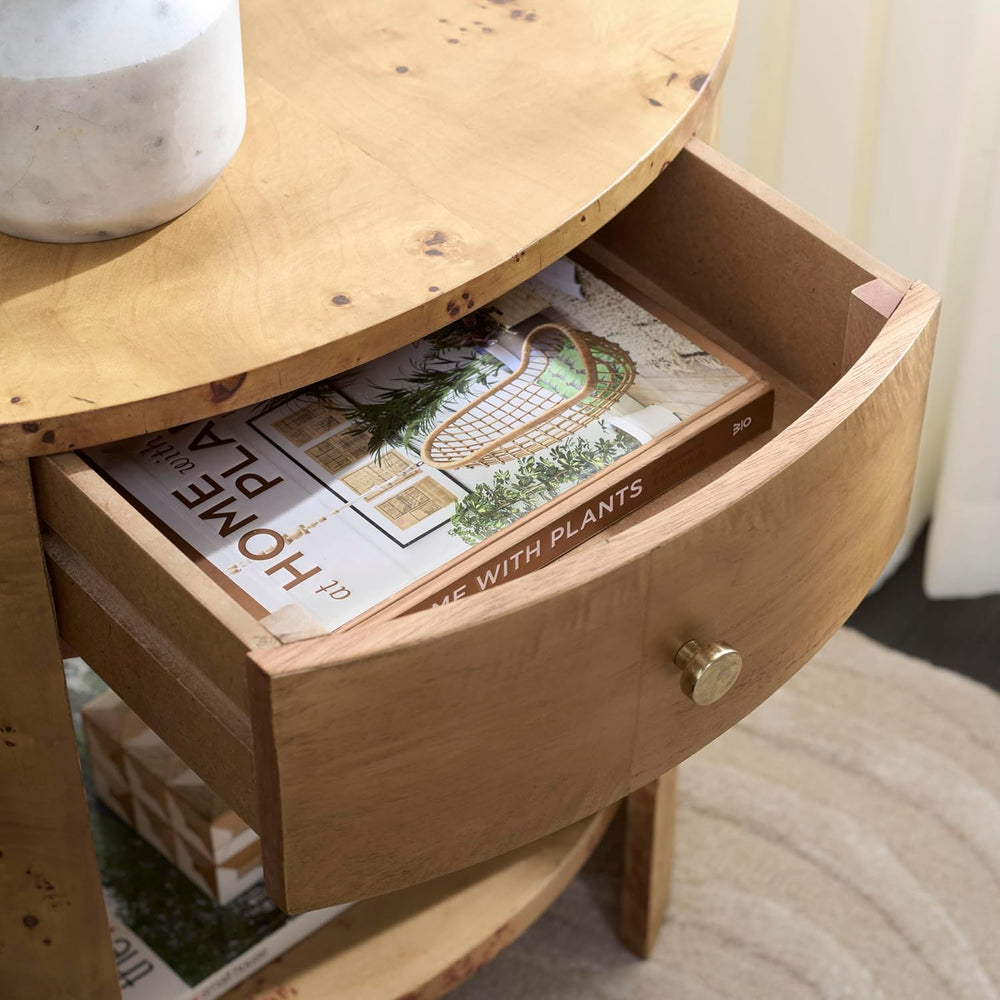 SAFAVIEH Home Collection - Philippe Natural Brown Oval Top Accent Table, 1 Dr...