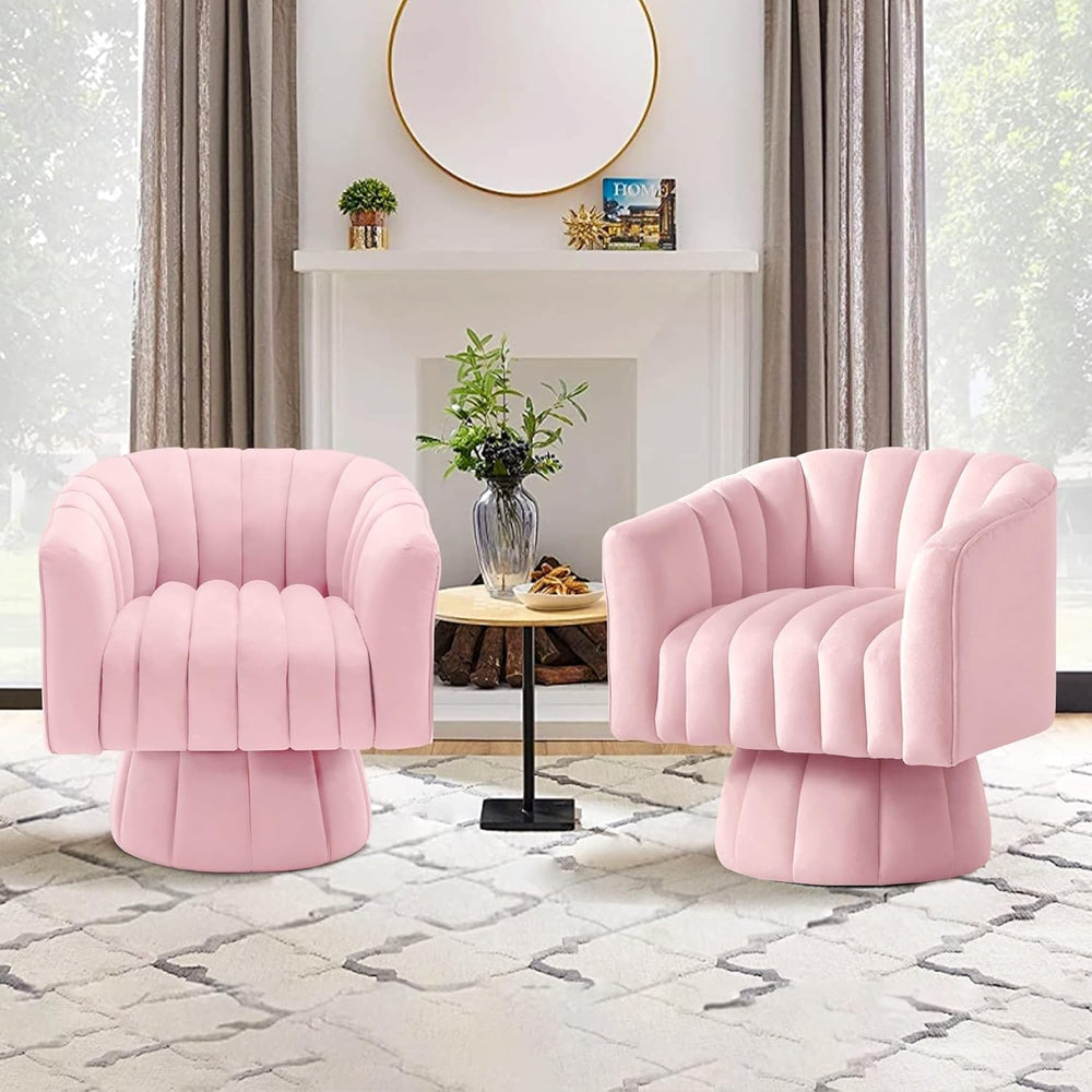 YSICK Swivel Accent Chair,360°Swivel Barrel Chairs, Mid-Century Chair with Wi...