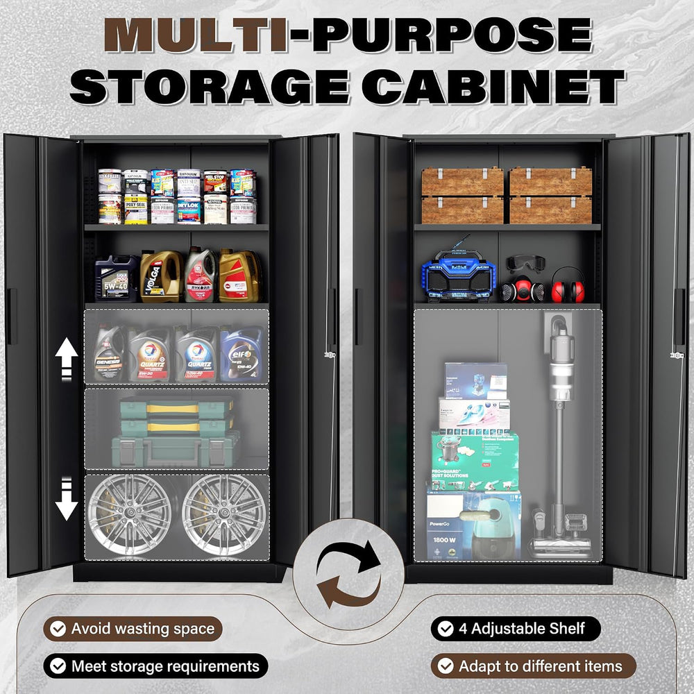 Incbruce 72” Metal Storage Cabinet, Garage Cabinets and Storage System with D...