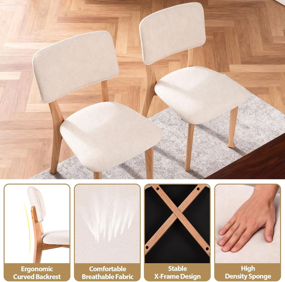 Wooden Dining Chairs Set of 4, Mid Century Modern Kitchen Chairs with Fabric ...