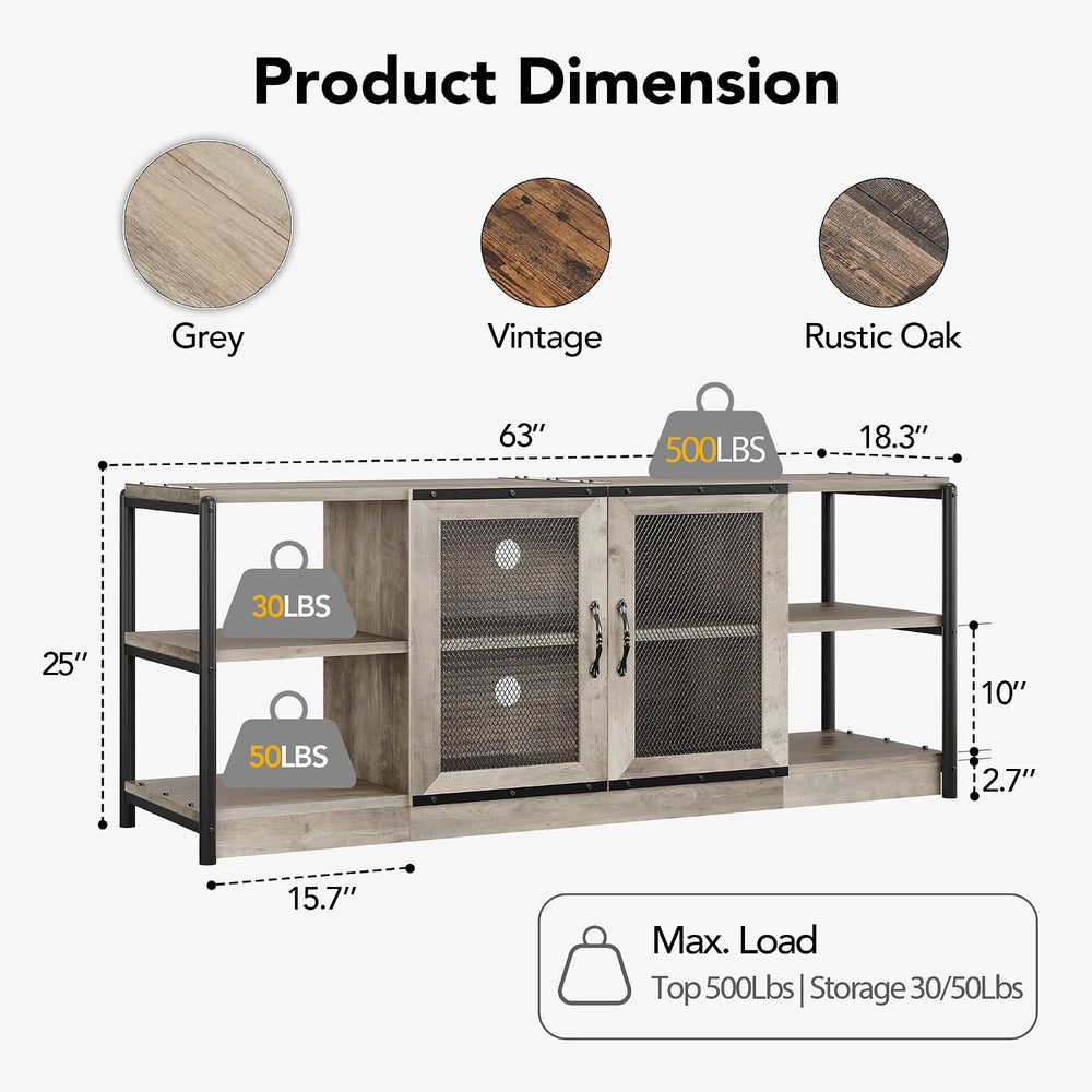 Amyove TV Stand for 65+ Inch TV, Industrial Entertainment Center TV Media Con...