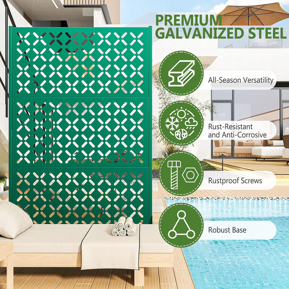 Metal Privacy Screen for Outside, 72" H×45" W Freestanding Outdoor ...