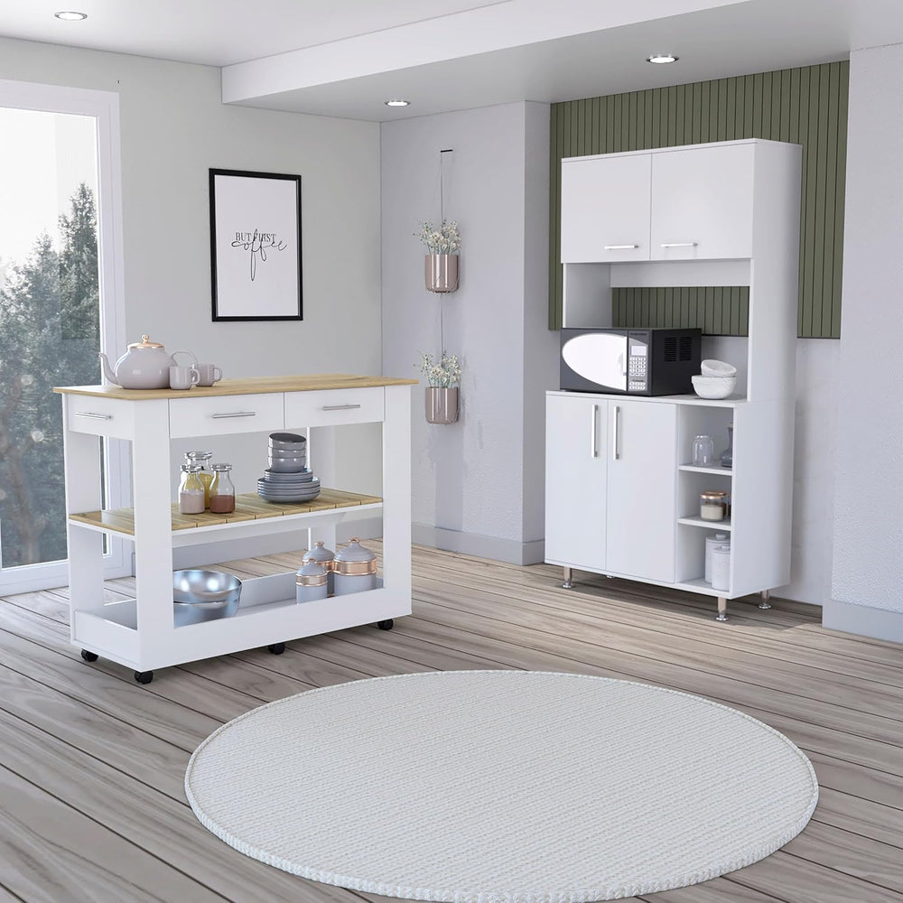 Nadina 4-Door 2-Drawer 2-Piece Kitchen Set, Kitchen Island and Kitchen Pantry...
