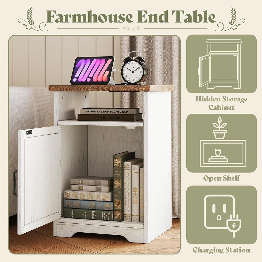AMERLIFE 4 Piece Farmhouse Table Set with 66" TV Stand, Distressed White...