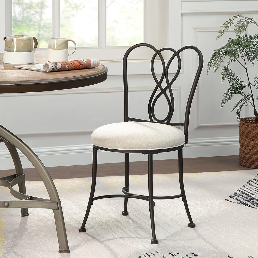 Bronze Decorative‑Back Iron Upholstered Vanity Stool