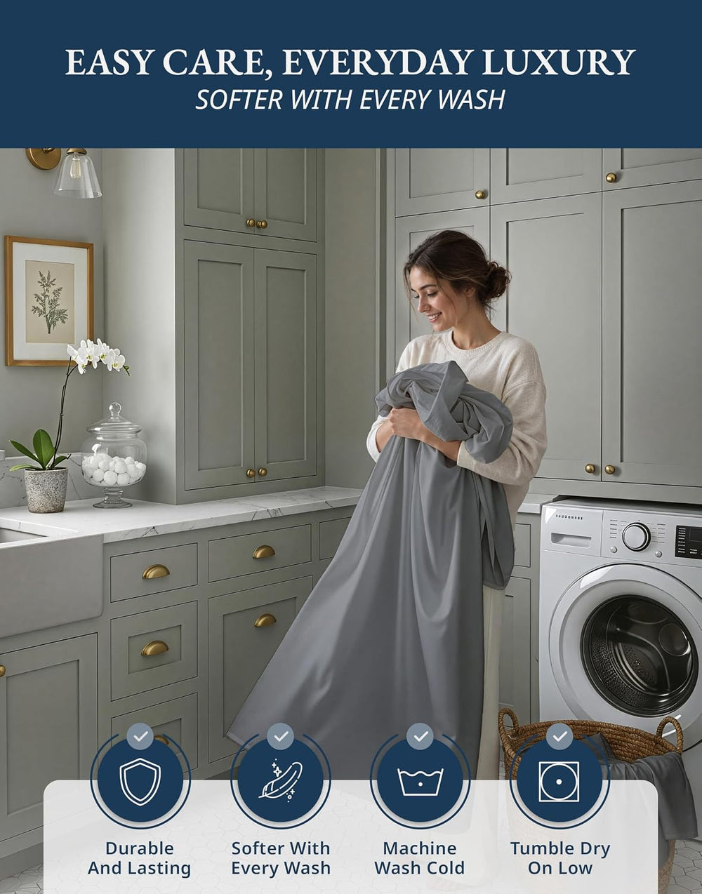 LANE LINEN Queen Sheet Set 100% Egyptian Cotton Sateen - Charcoal