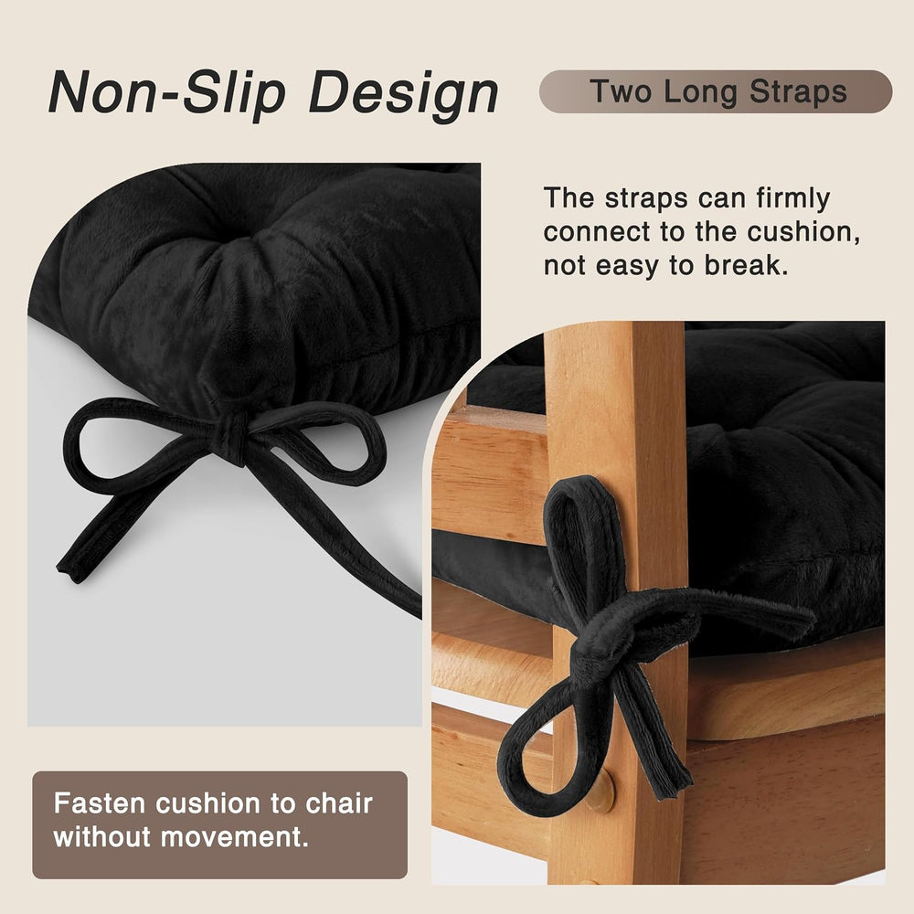 OVOV Kitchen Chair Cushions Set of 6 for Dining Room 15.5"x15.5" Black