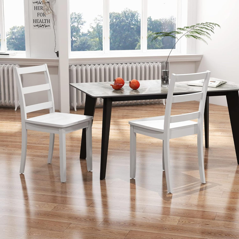 Giantex Wood Dining Chairs Set of 4 White - Wooden Armless Kitchen Chairs wit...