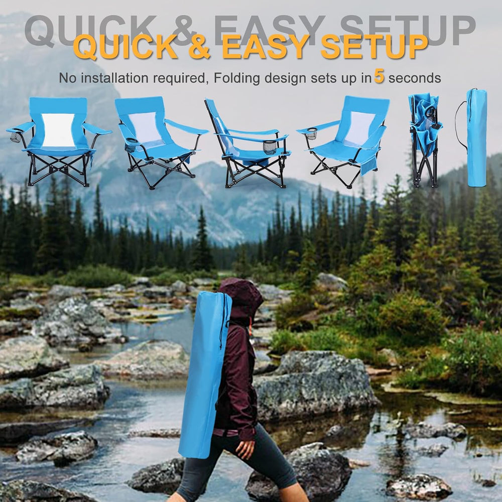 Joyfair Beach Camping Chair (2 Pack), Folding Chair for Adults (Blue) | Heavy...