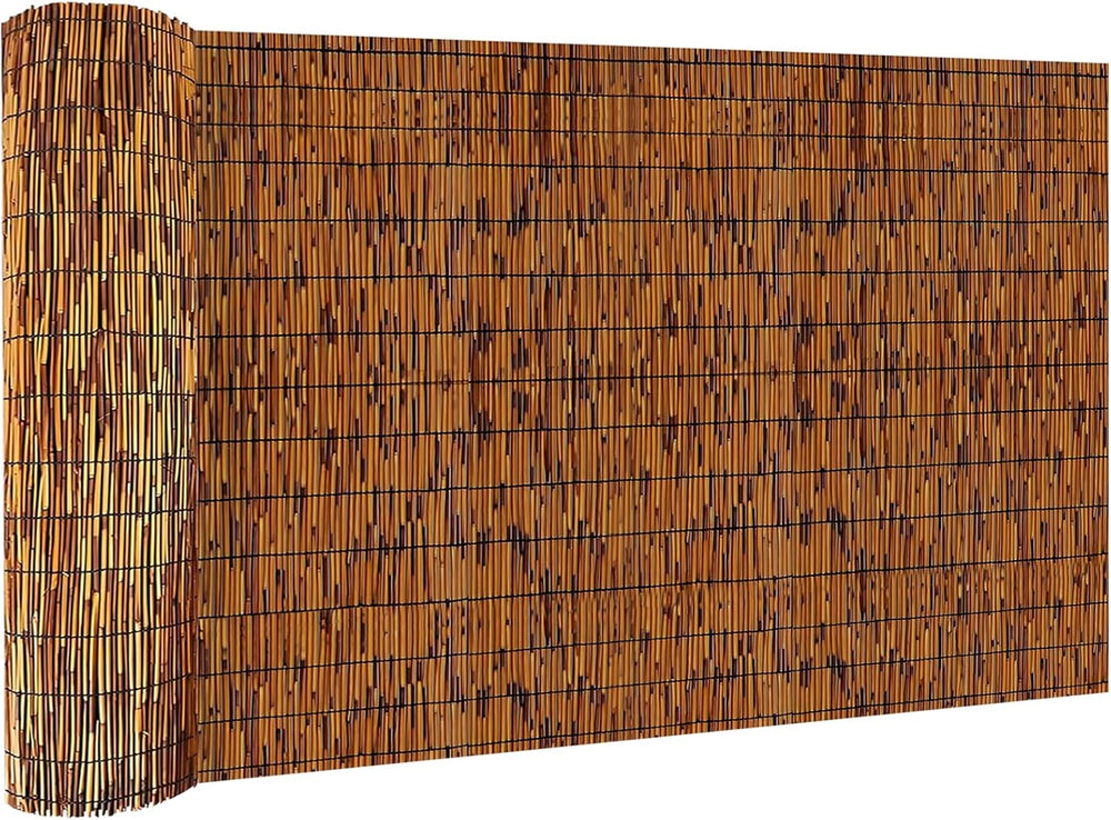 KOIUEYW Bamboo Reed Fencing, Light Russet Bamboo Fence Rolls 6 Feet High, Dec...