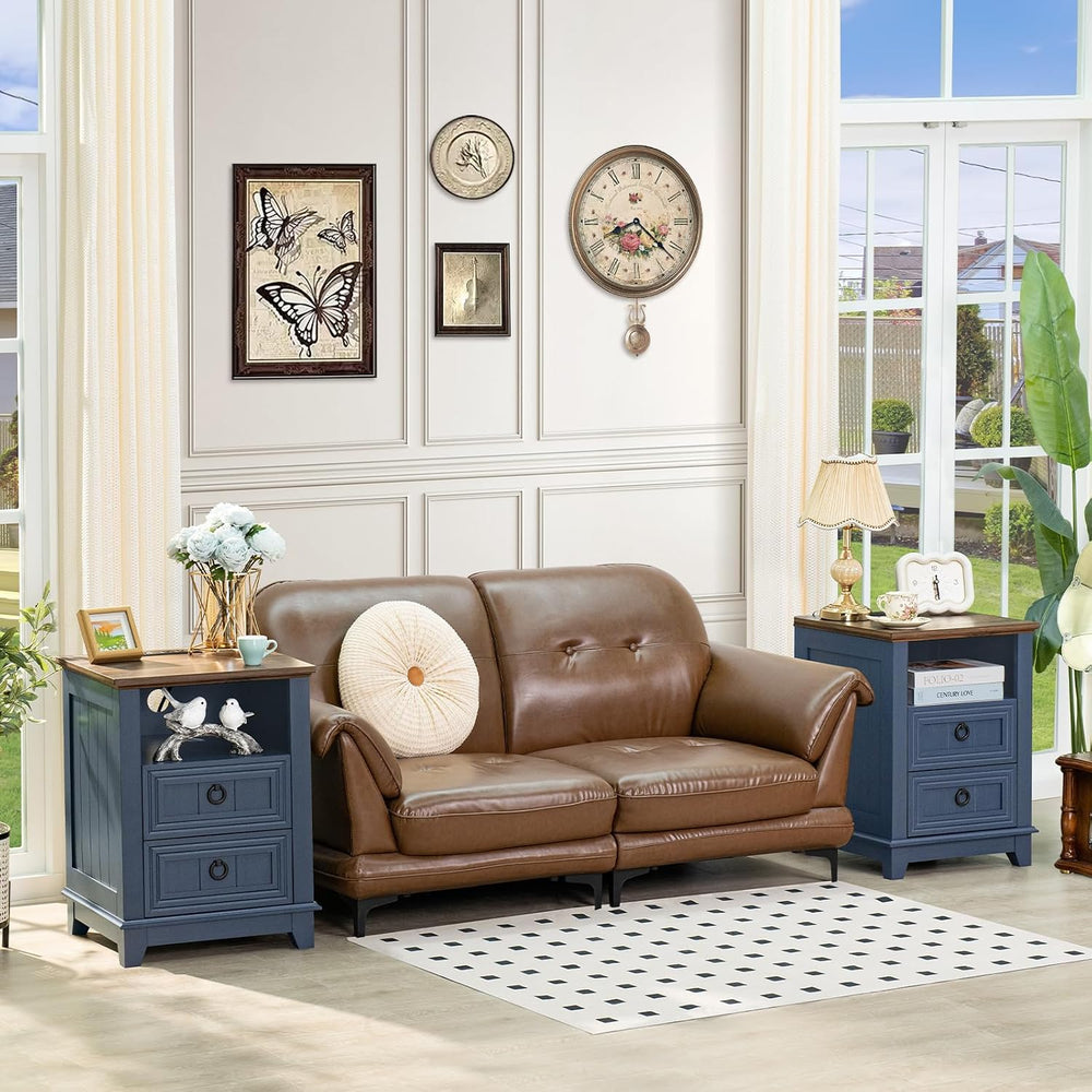 Farmhouse Coffee Table Set of 3, Furniture Set with Charging Station, Coffee ...
